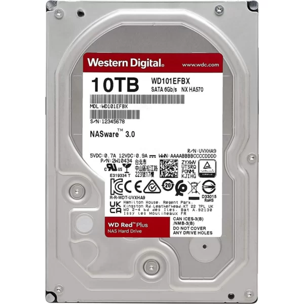 Western Digital 10TB WD Red Plus NAS Internal 3.5 Hard Drive, 7200 RPM Accessories