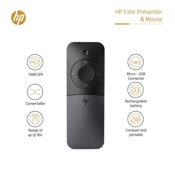 HP Elite Presenter Mouse Wireless 2CE30AA#UUF, Converts from mouse to presenter mode - Image 2