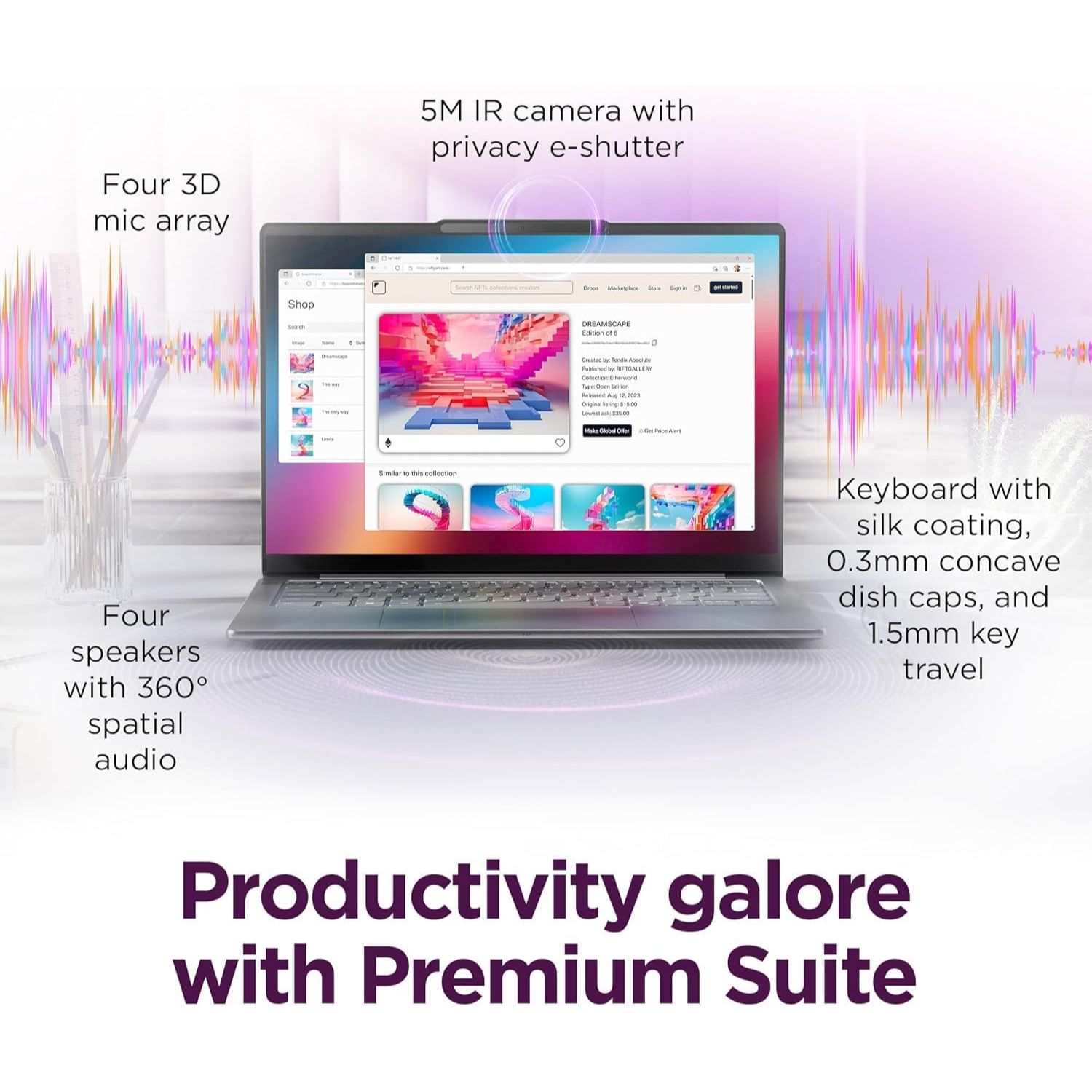 Lenovo Slim 7i Aura edition 14ILL10 83MC0005US, Ultra 7-258V, 32GB OB, 1TB nvme, 14-inch FHD+ OLED Touchscreen, Windows 11 - Image 2