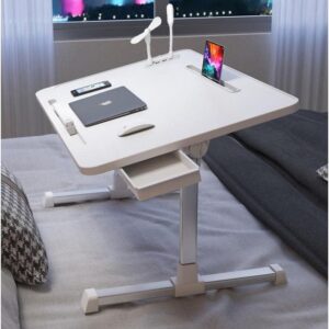 Laptop Bed Tray Table, Adjustable, Portable with Foldable Legs, Drawer, USB HUB, LED Light and Fan