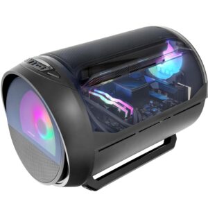 Mars Gaming MC-Cylon Gaming Case MicroATX, Cylindrical Turbine Design, Tempered Glass and Curved Panoramic Upper Window
