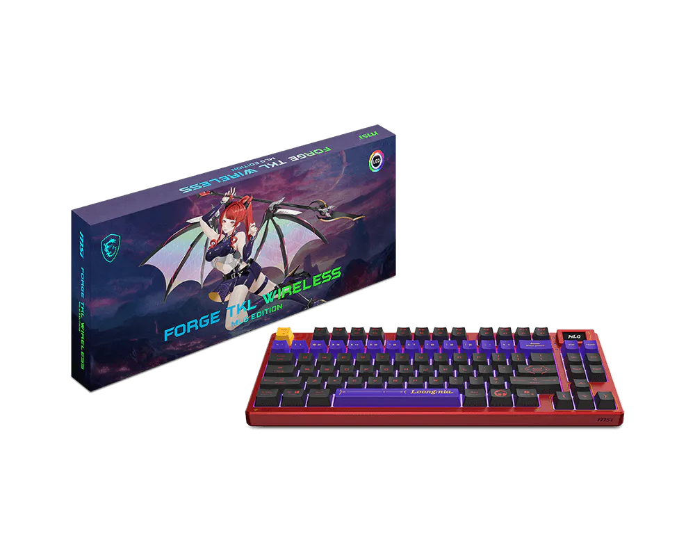 MSI Forge GK600 TKL, Wireless Gaming Keyboard, Tenkeyless design, 20 mode RGB, MLG Special Edition