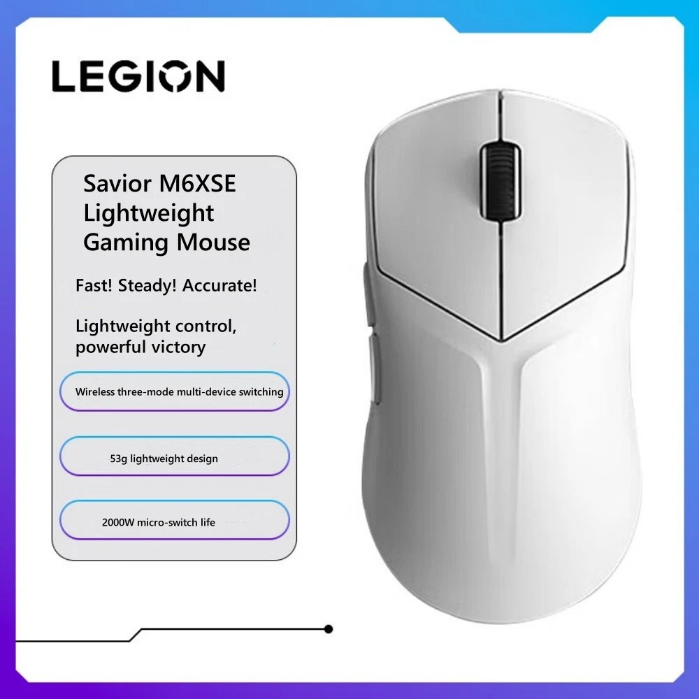 Lenovo Legion M6X SE Gaming Mouse 3-Mode BT/Wireless/USB-C RGB 8000 DPI (White) - Image 6