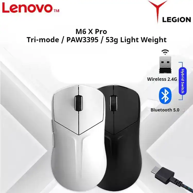 Lenovo Legion M6X SE Gaming Mouse 3-Mode BT/Wireless/USB-C RGB 8000 DPI (Black) - Image 5
