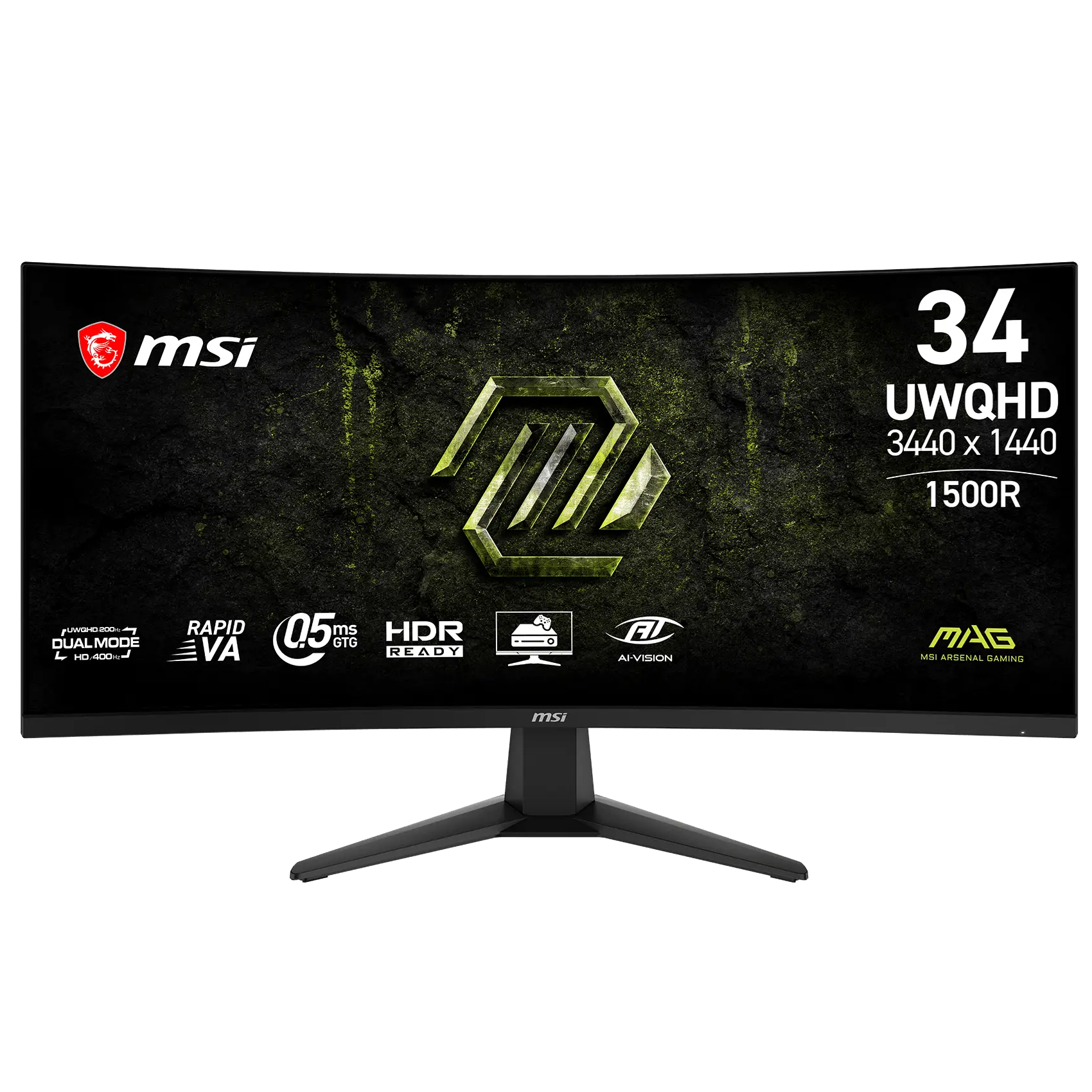 MSI MAG E20, 34-inch Curved gaming monitor, UWQHD 200Hz / HD 400Hz , 0.5ms - Image 2