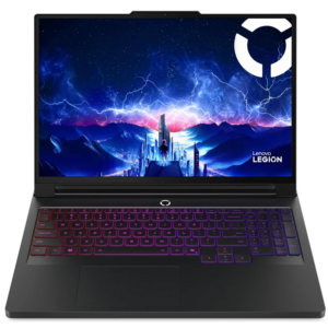 A black open Legion 7 Pro laptop viewed from the front on a white background.