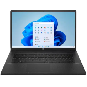 An open HP 17T-CN500 D6BG5U8R#ABA laptop viewed from the front on a white background.