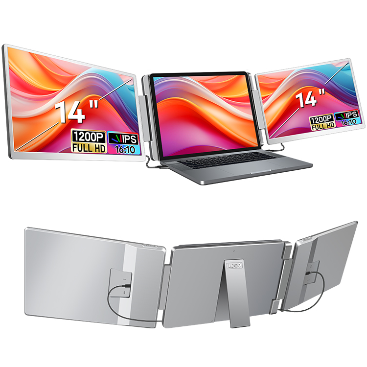 Portable Screen S48, 14.0-inch FHD triple screen, double display extender, One-cable connectivity