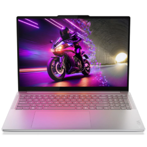 Open Lenovo Yoga Pro 9i viewed from the front on a white background.