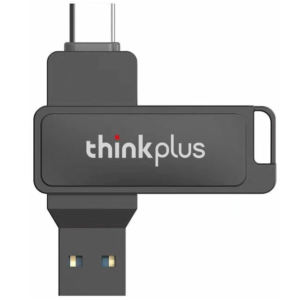 Black Lenovo Thinkplus USB viewed from the front on a white background.