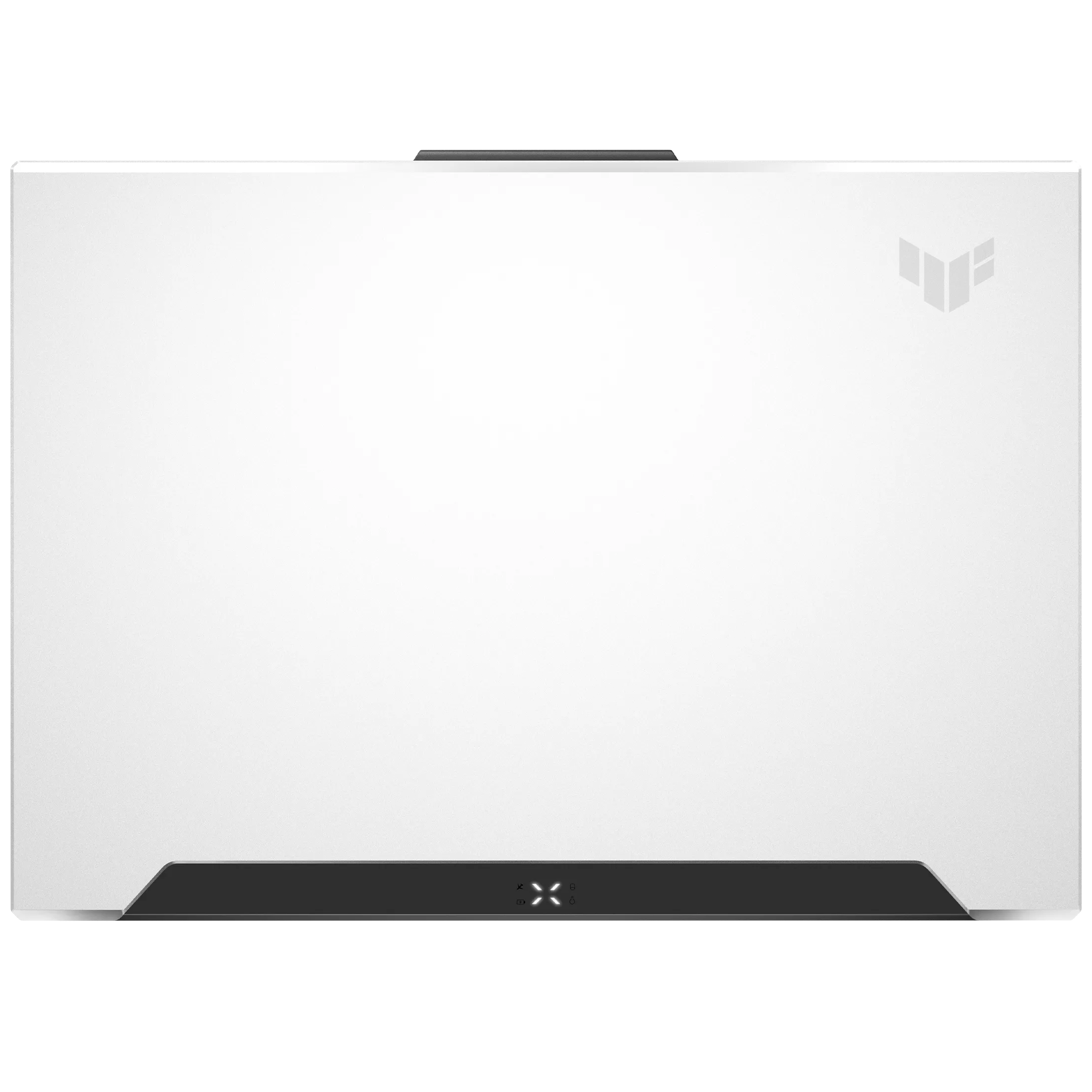 An open ASUS TUF Gaming F15 FX507ZC4 laptop viewed from the back on a white background.