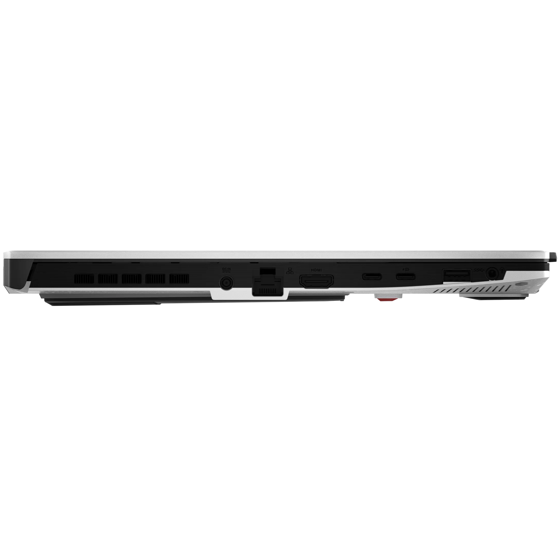 A closed ASUS TUF Gaming F15 FX507ZC4 laptop viewed from the side on a white background.