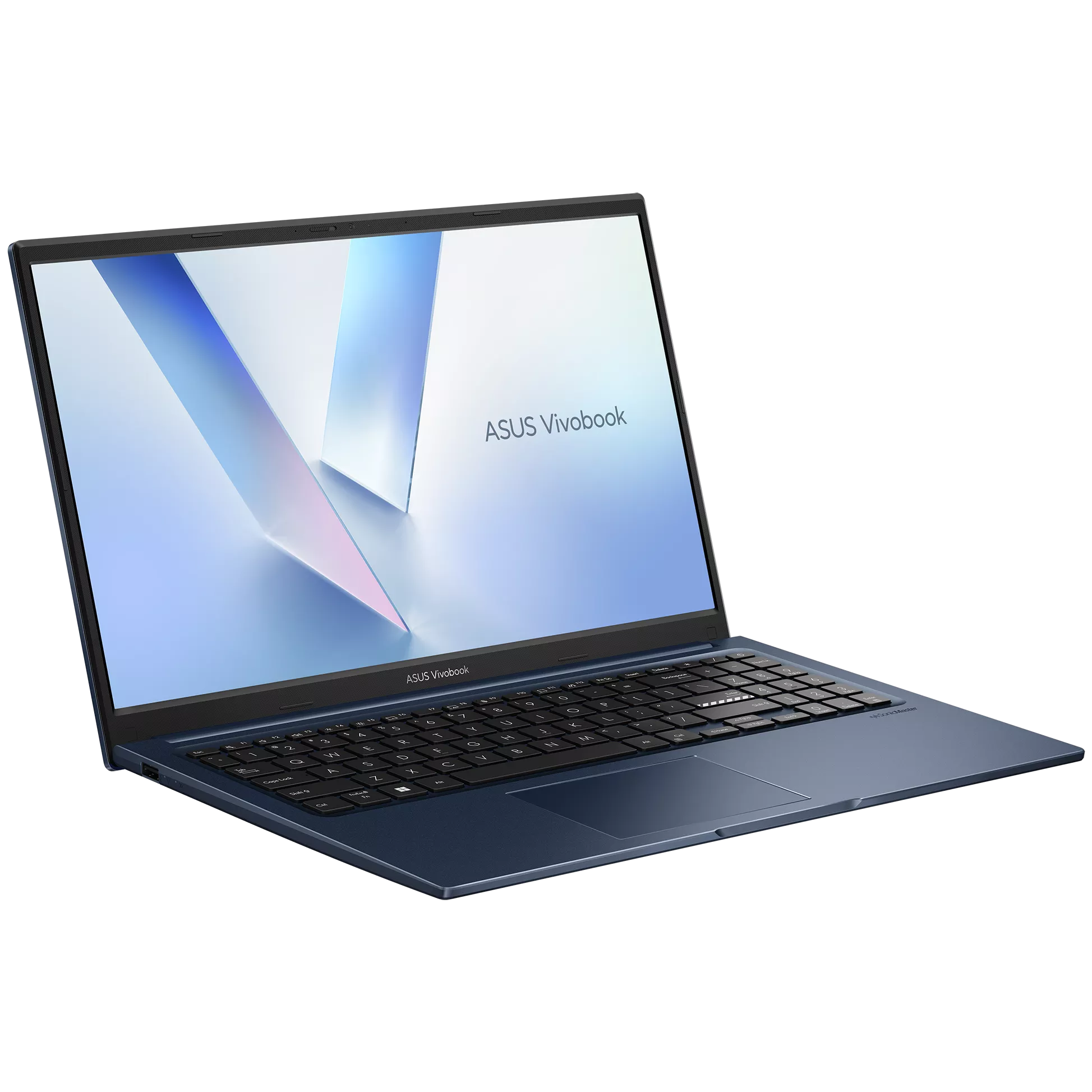 An open ASUS Vivobook 15 F1504ZA-WH52 laptop with an isometric view on a white background.