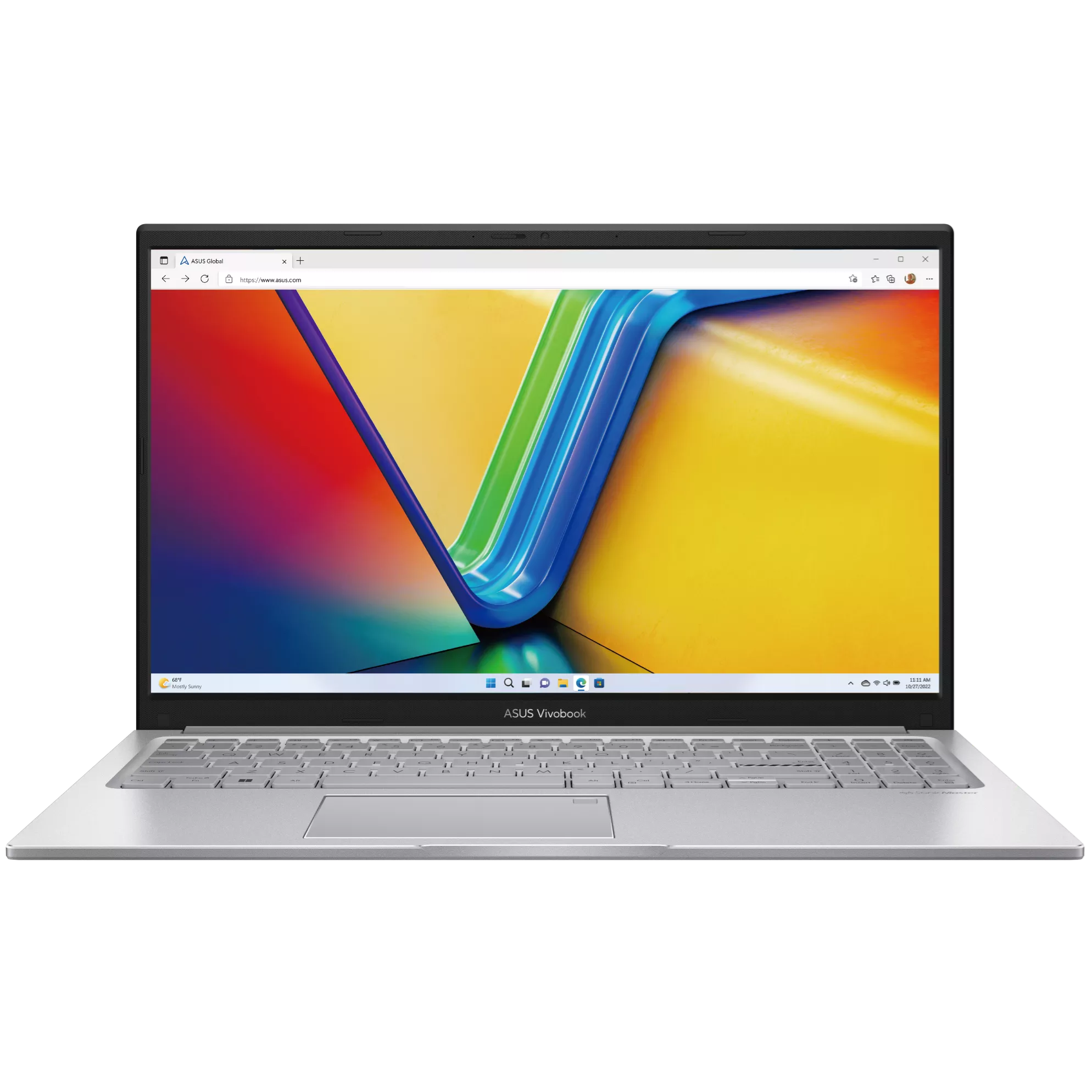 An open ASUS Vivobook 15 F1504VA-WS51 laptop viewed from the front on a white background.