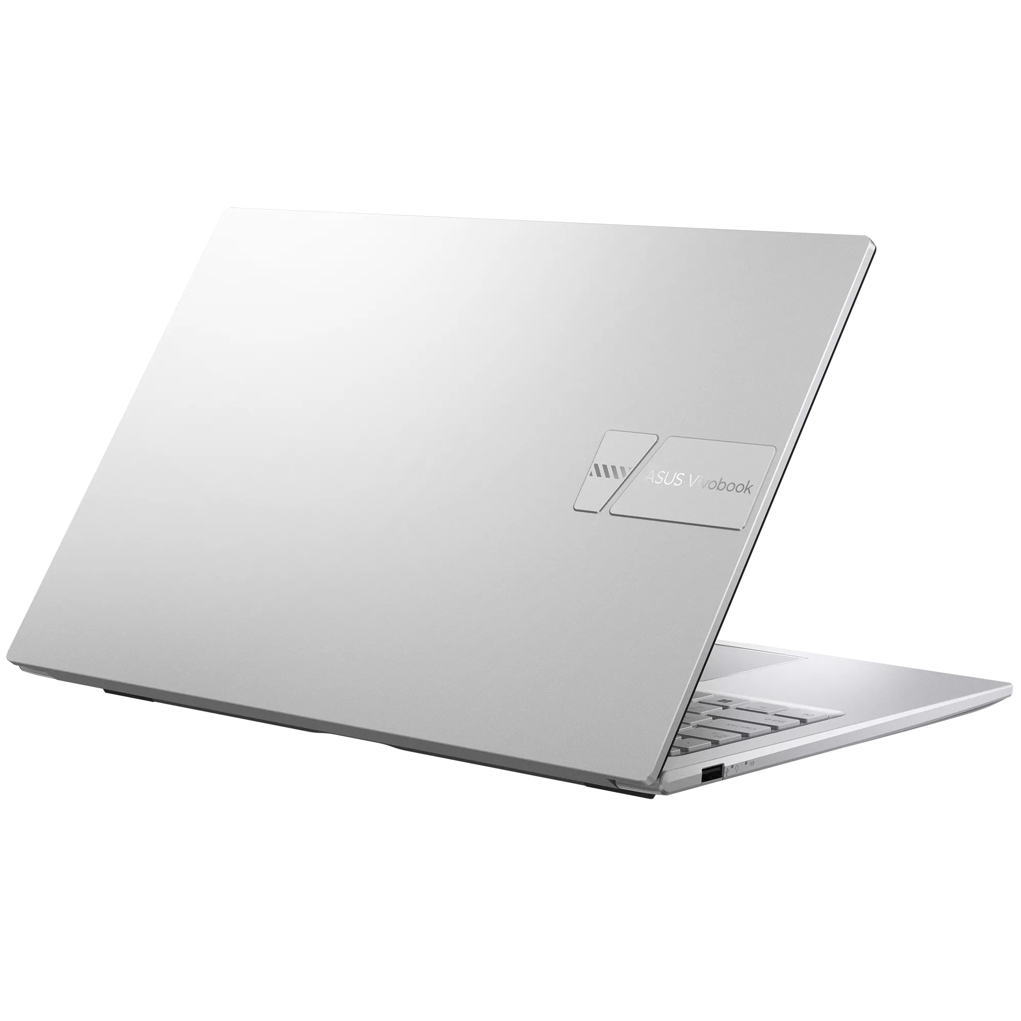 An open ASUS Vivobook 15 F1504VA-WS51 laptop with an isometric view on a white background.