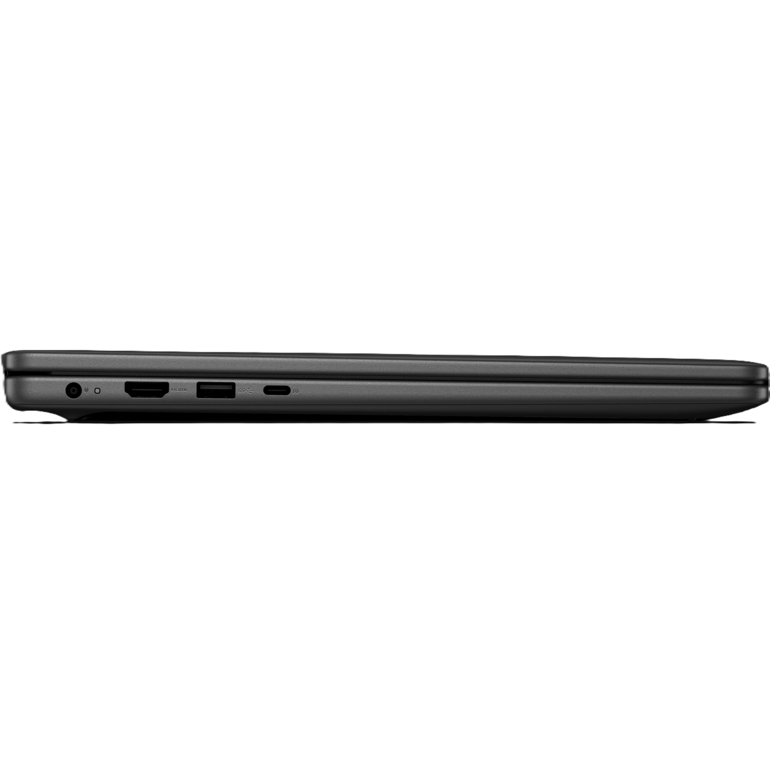 Right profile view of the Dell 16 laptop displaying the audio jack, USB Type-A port, and security lock slot.