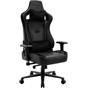 Black ERGOFLEX Gaming Chair viewed from the front on a white background.