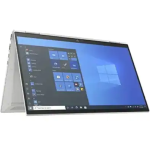 Open HP X360 Elite 1040 G8 viewed from an isometric angle on a white background.