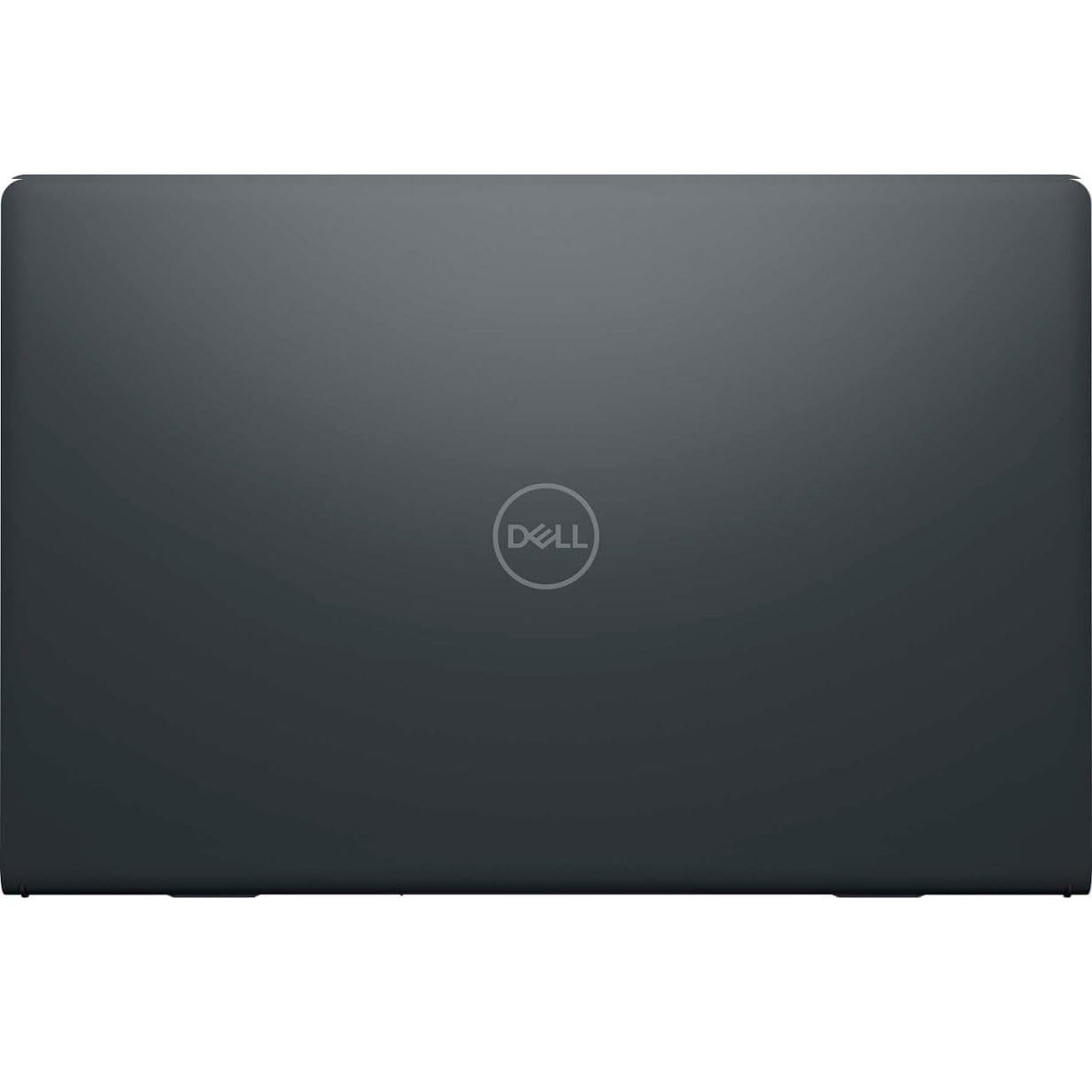 Rear view of the Dell Inspiron 15 3535 in dark carbon black featuring the centered silver Dell logo.