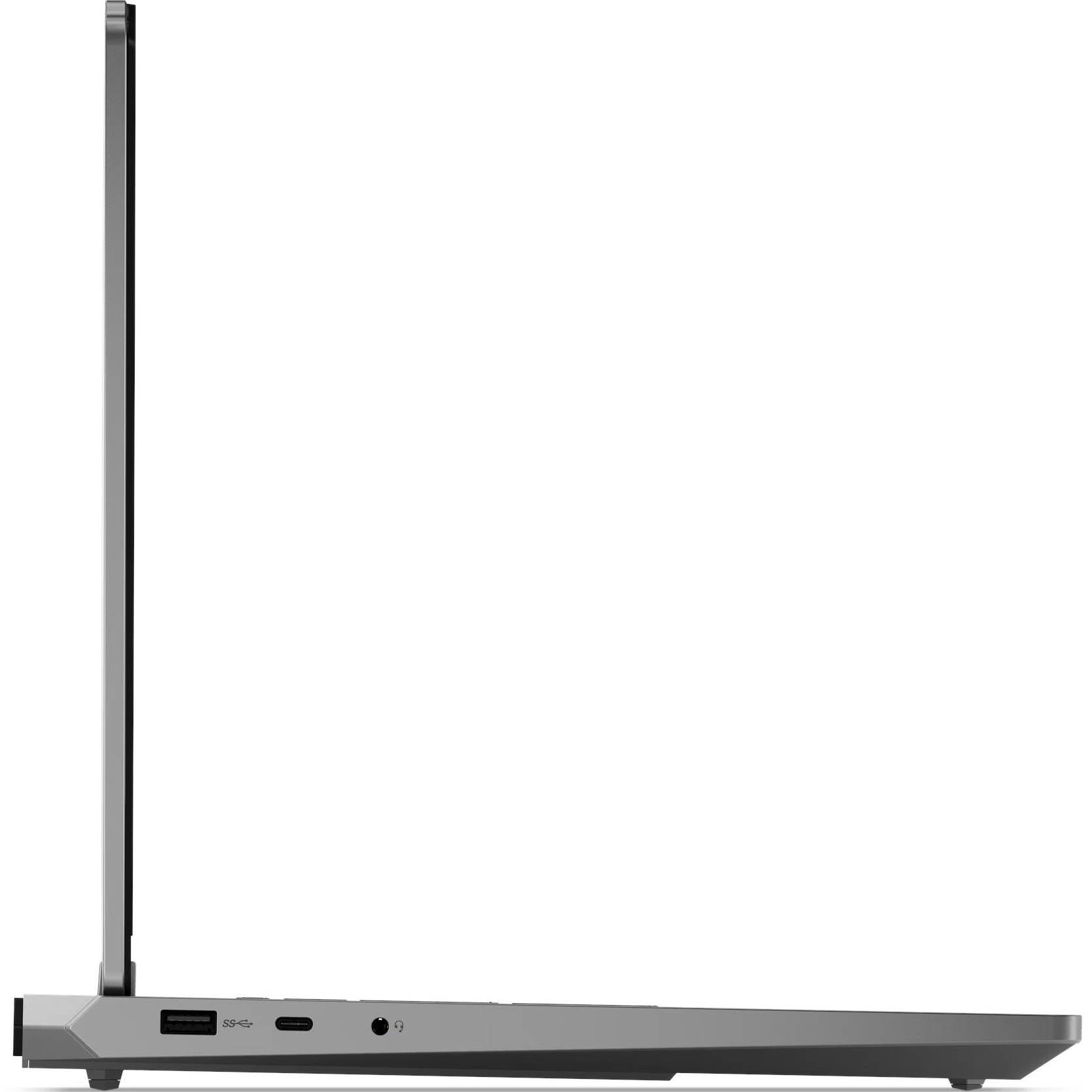 Left-side profile view of the Lenovo LOQ 15ARP11, showing a clean chassis edge featuring a USB Type-A port, a USB Type-C port, and a 3.5mm headphone/microphone combo jack.