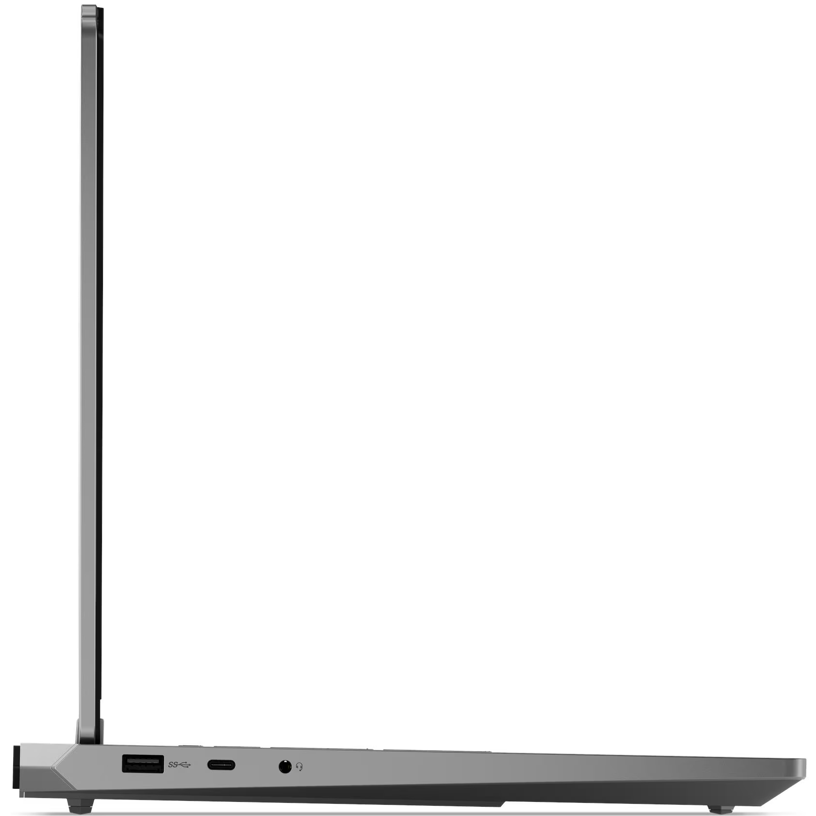 Left profile view of the Lenovo LOQ 15IRX11 laptop showing a USB Type-A port, USB Type-C port, and a headphone/microphone combo jack.