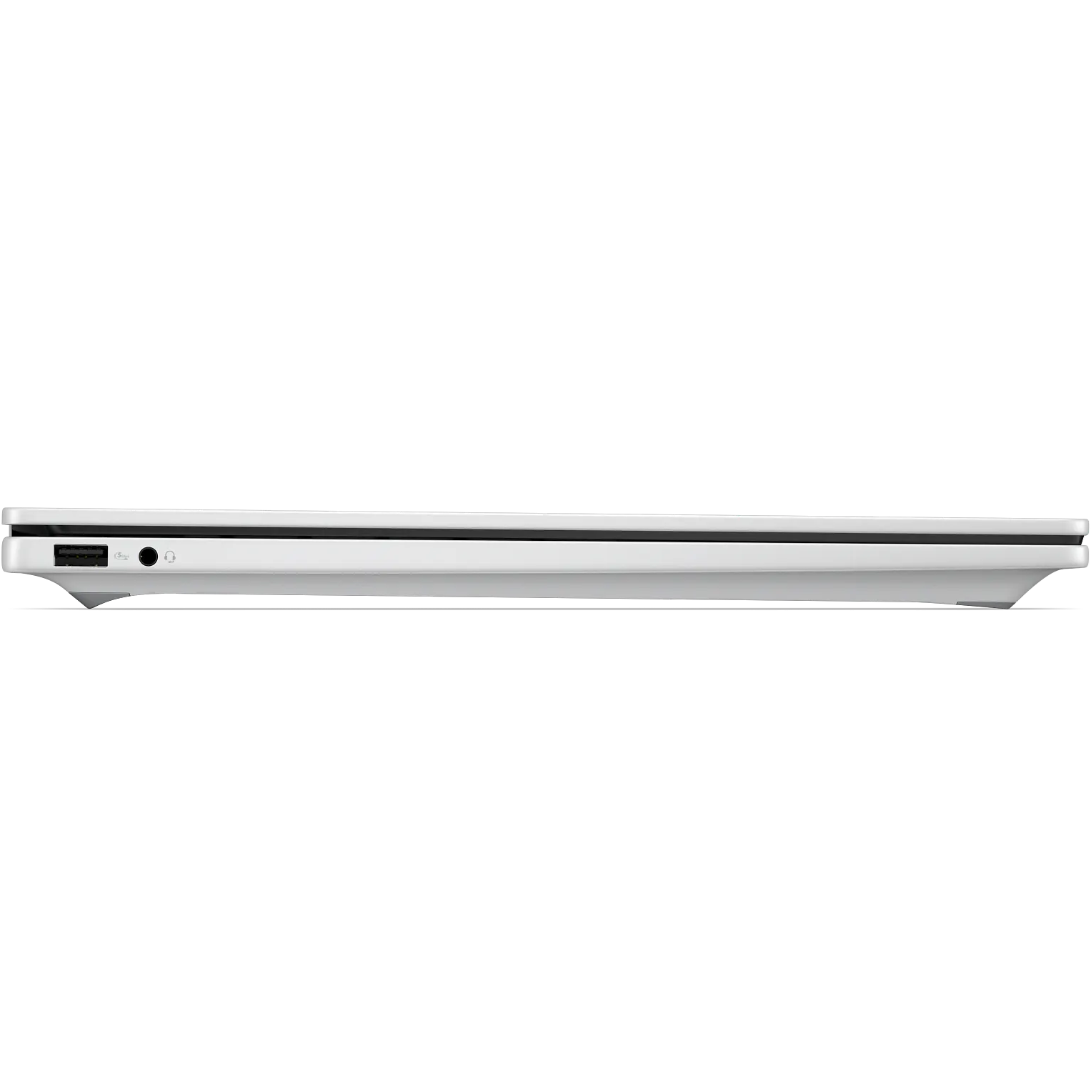 Right profile view of the laptop, highlighting the minimalist side profile with a USB Type-A port and a 3.5mm headphone/microphone audio jack.