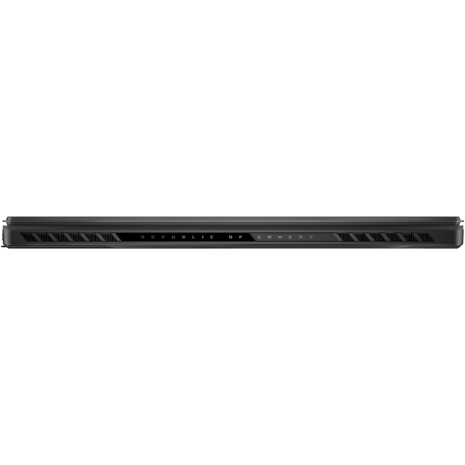 Rear view of the tablet chassis, highlighting the "Republic of Gamers" branding inscription flanked by cooling exhaust vents.