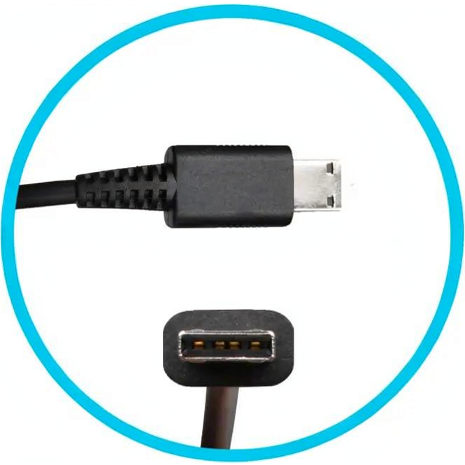 Close-up detailed view of the rectangular DC power tip connector for the Chicony 240W adapter, showcasing its proprietary rectangular shape, internal pin configuration, and strain-relief boot.